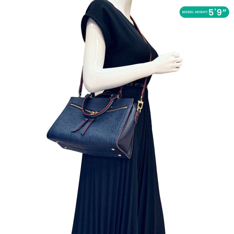 LOUIS VUITTON Sully PM Monogram Empreinte Leather Shoulder Bag Marine Rouge