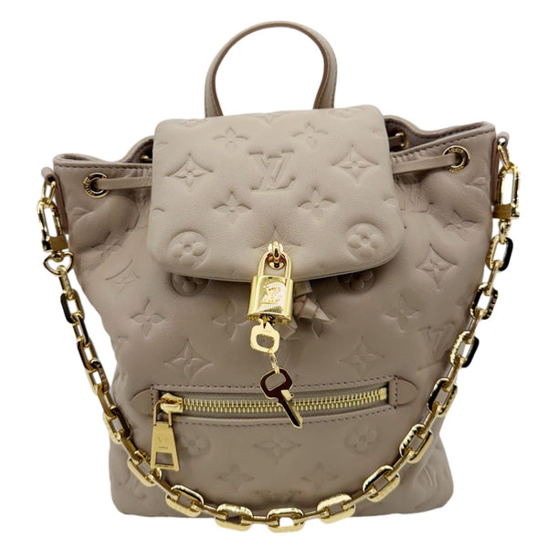 LOUIS VUITTON Coussin PM Embossed Monogram Leather Backpack Galet