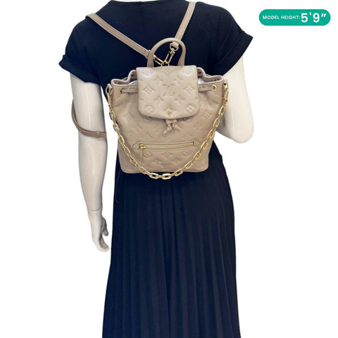 LOUIS VUITTON Coussin PM Embossed Monogram Leather Backpack Galet