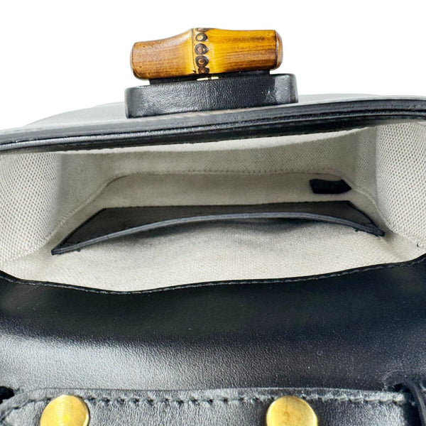 GUCCI Bamboo 3Way Calfskin Leather Shoulder Bag Black 702106