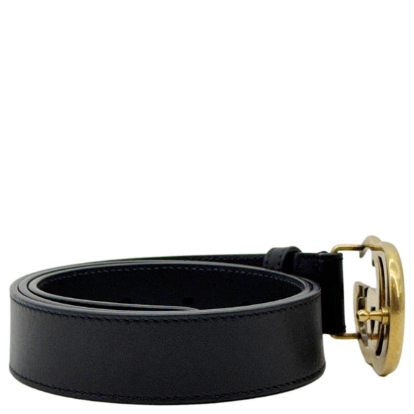 GUCCI Double G buckle Marmont Leather Belt Black 414316 Size 80.32