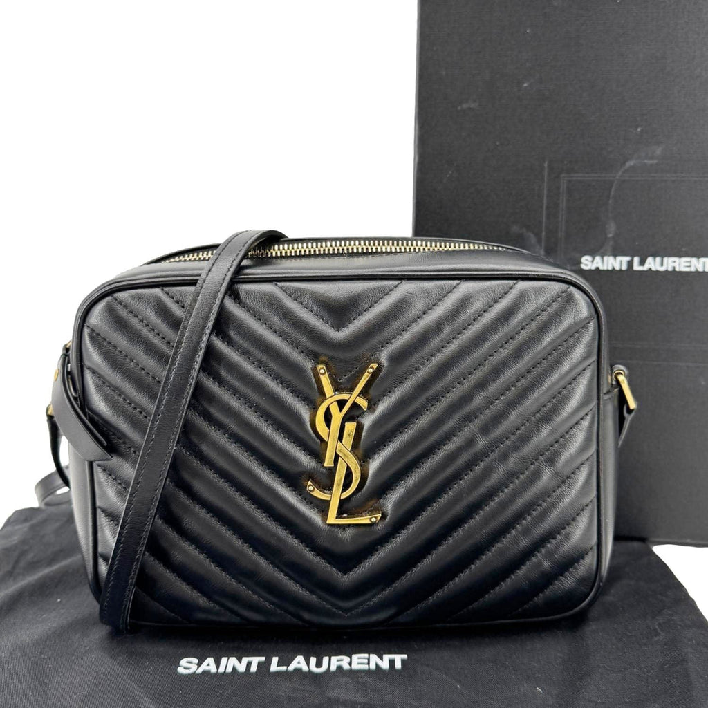 Yves Saint Laurent Chevron Leather Lou Camera Messenger Bag Black main image 0