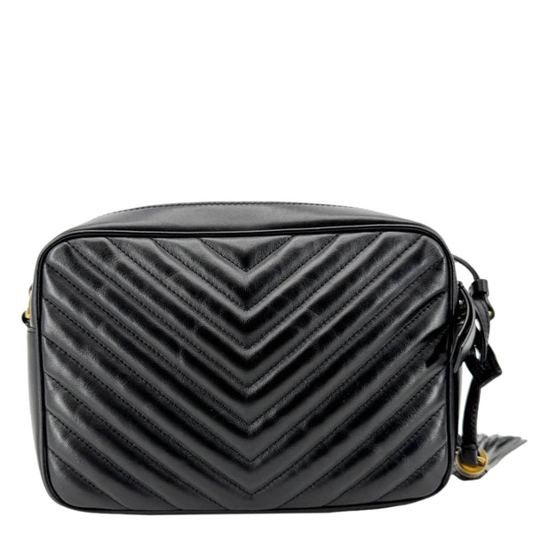 YVES SAINT LAURENT Lou Chevron Leather Camera Bag Black
