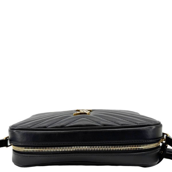YVES SAINT LAURENT Lou Chevron Leather Camera Bag Black