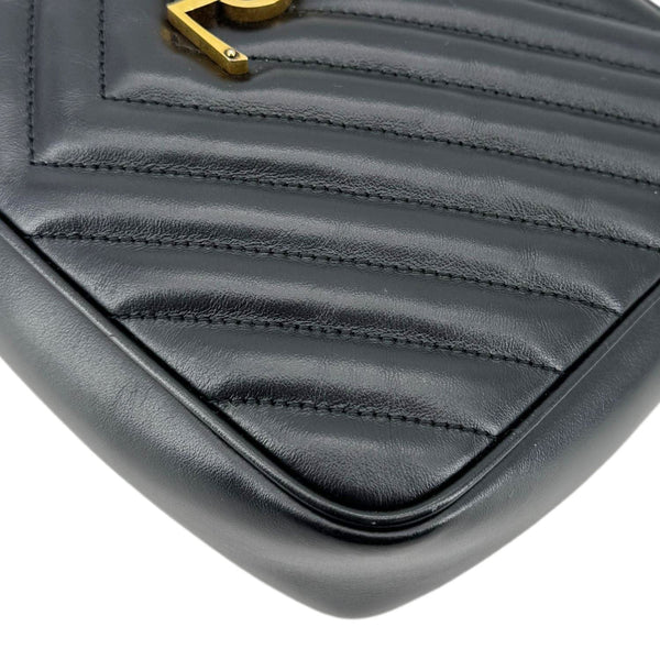 YVES SAINT LAURENT Lou Chevron Leather Camera Bag Black
