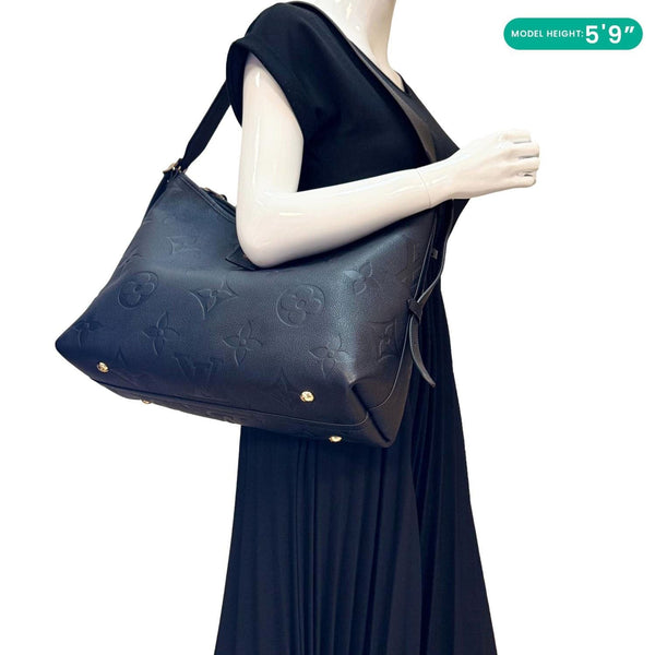 LOUIS VUITTON Carryall MM Empreinte Leather Shoulder Bag Black