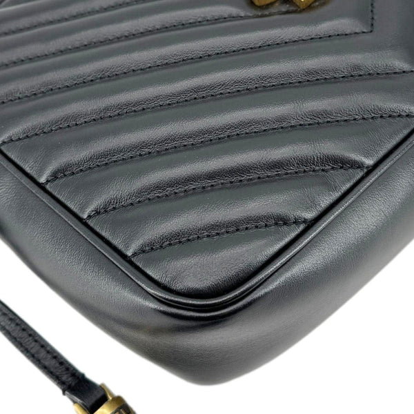 YVES SAINT LAURENT Lou Chevron Leather Camera Bag Black