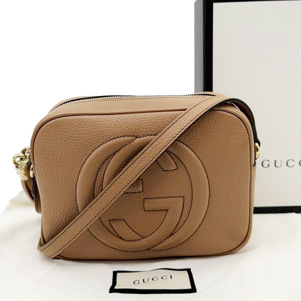 GUCCI Soho Disco Calfskin Leather Crossbody Bag Light Brown 306364