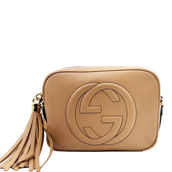GUCCI Soho Disco Calfskin Leather Crossbody Bag Light Brown 306364