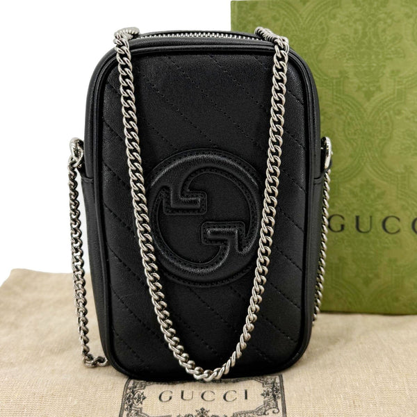 GUCCI Blondie Mini Leather Shoulder Bag Black 760315