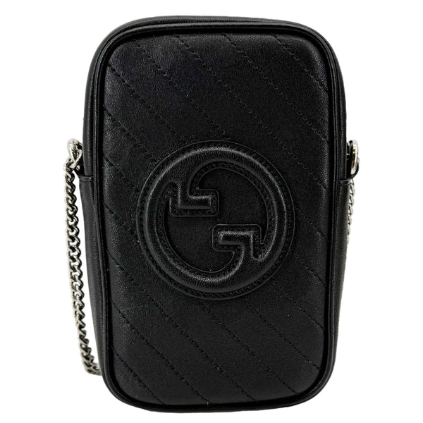 GUCCI Blondie Mini Leather Shoulder Bag Black 760315