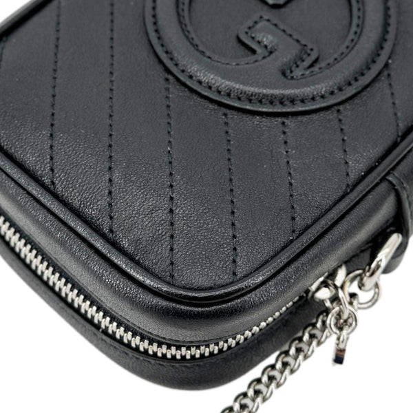 GUCCI Blondie Mini Leather Shoulder Bag Black 760315