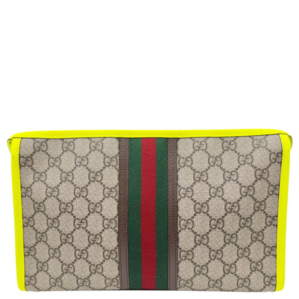 GUCCI Ophidia GG Supreme Toiletry Case Neon Yellow 598234