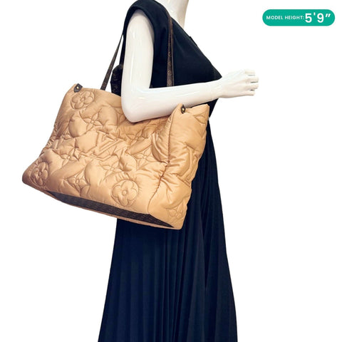 LOUIS VUITTON Onthego GM Giant Monogram Econyl Pillow Shoulder Bag Camel