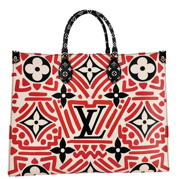 LOUIS VUITTON Onthego GM Crafty Monogram Giant Canvas Shoulder Bag Red