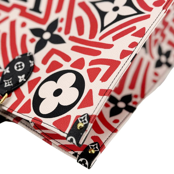 LOUIS VUITTON Onthego GM Crafty Monogram Giant Canvas Shoulder Bag Red