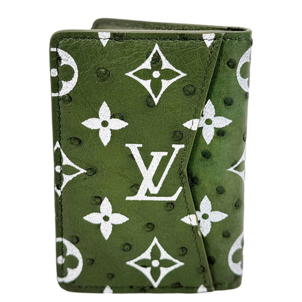 LOUIS VUITTON Monogram Ostrich Leather Wallet Pocket Organizer Green