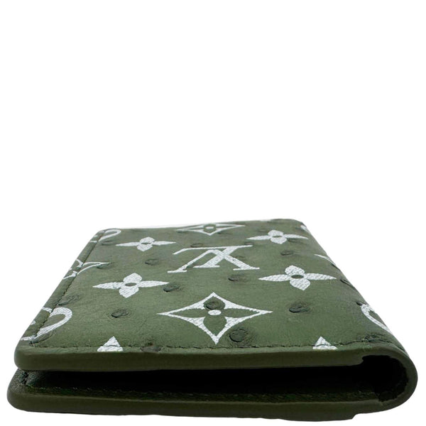LOUIS VUITTON Monogram Ostrich Leather Wallet Pocket Organizer Green