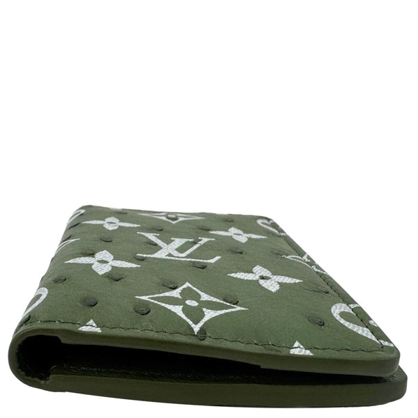LOUIS VUITTON Monogram Ostrich Leather Wallet Pocket Organizer Green