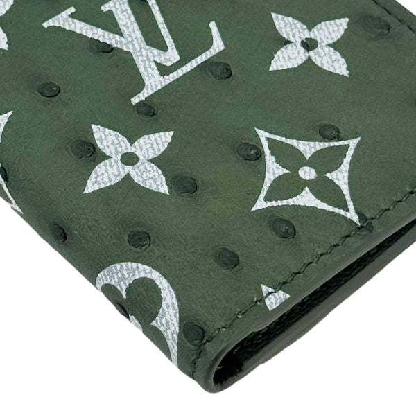 LOUIS VUITTON Monogram Ostrich Leather Wallet Pocket Organizer Green