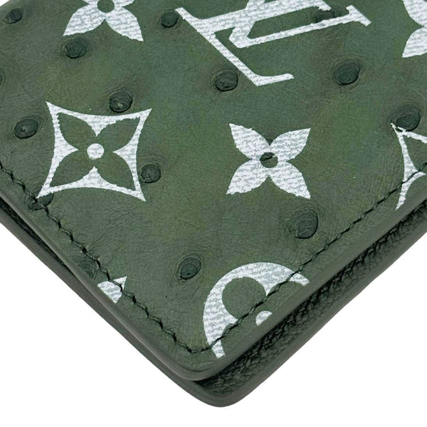 LOUIS VUITTON Monogram Ostrich Leather Wallet Pocket Organizer Green