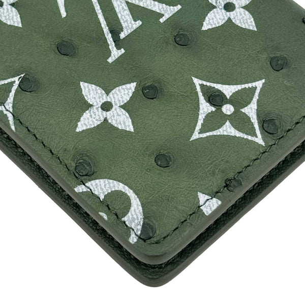 LOUIS VUITTON Monogram Ostrich Leather Wallet Pocket Organizer Green