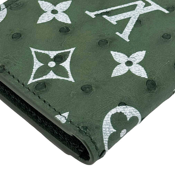 LOUIS VUITTON Monogram Ostrich Leather Wallet Pocket Organizer Green