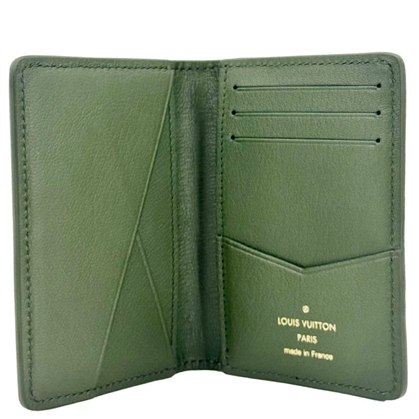 LOUIS VUITTON Monogram Ostrich Leather Wallet Pocket Organizer Green