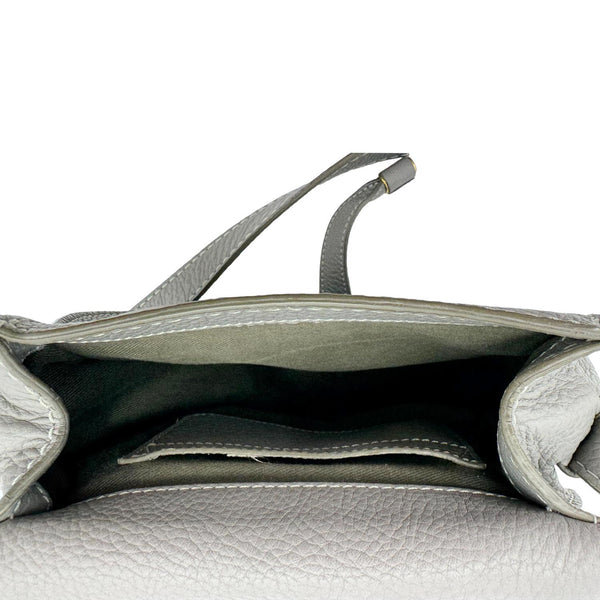 CHLOE Marcie Small Calfskin Leather Round Crossbody Bag Grey