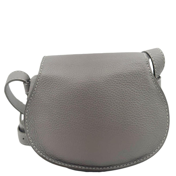 CHLOE Marcie Small Calfskin Leather Round Crossbody Bag Grey