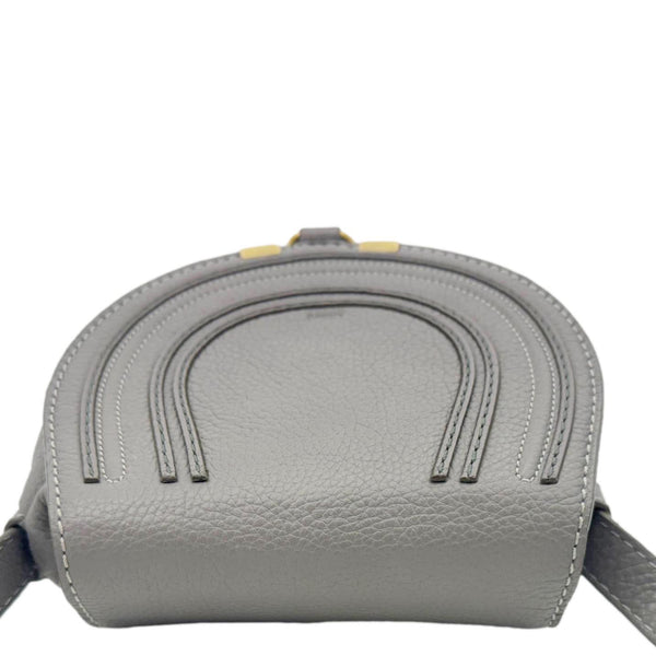 CHLOE Marcie Small Calfskin Leather Round Crossbody Bag Grey