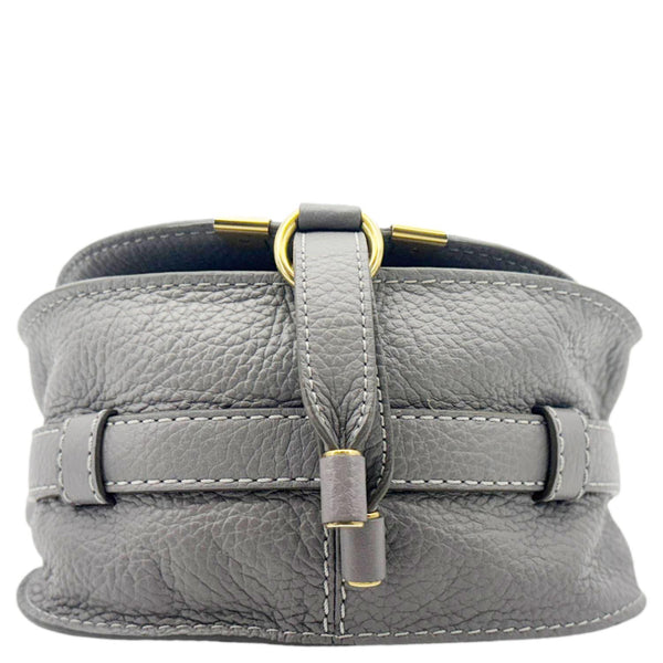 CHLOE Marcie Small Calfskin Leather Round Crossbody Bag Grey