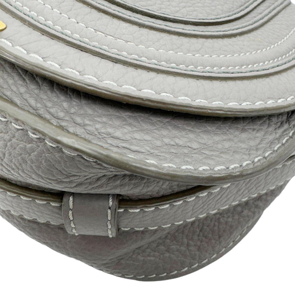 CHLOE Marcie Small Calfskin Leather Round Crossbody Bag Grey