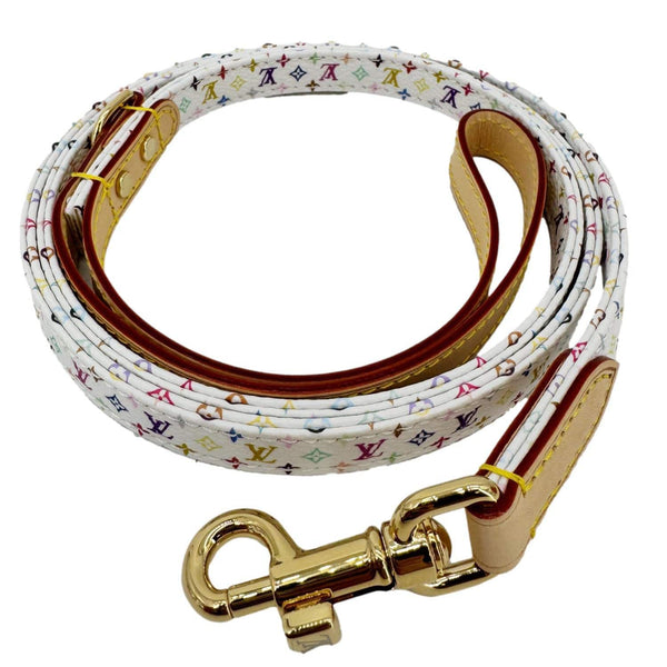 LOUIS VUITTON x TM MM Monogram Multicolor Canvas Dog Leash White