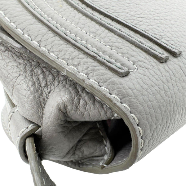 CHLOE Marcie Small Calfskin Leather Round Crossbody Bag Grey