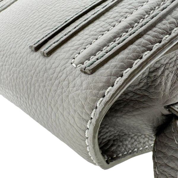 CHLOE Marcie Small Calfskin Leather Round Crossbody Bag Grey