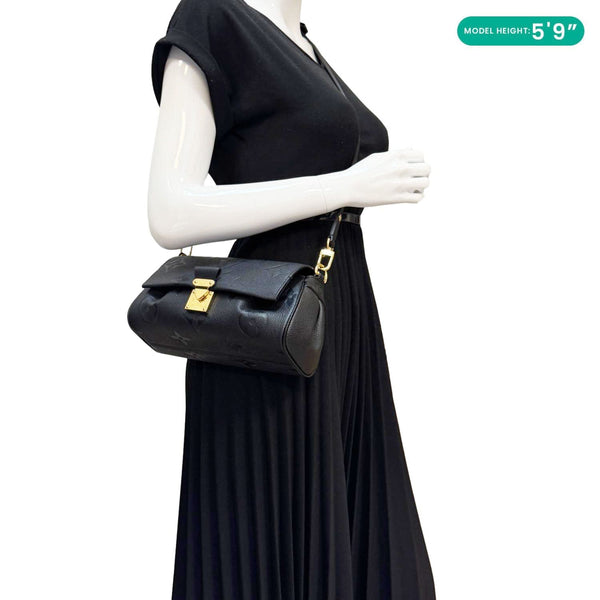 LOUIS VUITTON Favorite Monogram Empreinte Leather Shoulder Bag Black