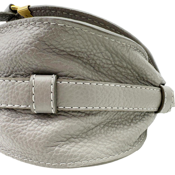 CHLOE Marcie Small Calfskin Leather Round Crossbody Bag Grey