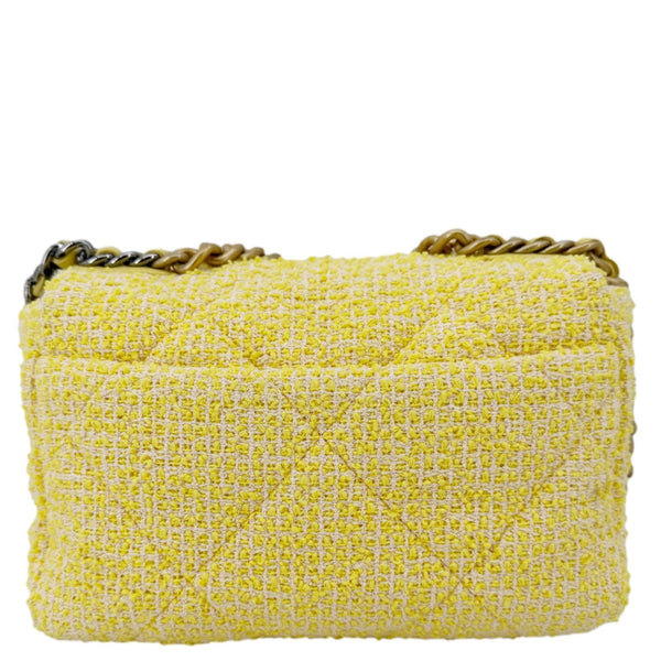 CHANEL 19 Flap Small Quilted Tweed Shoulder Bag Yellow