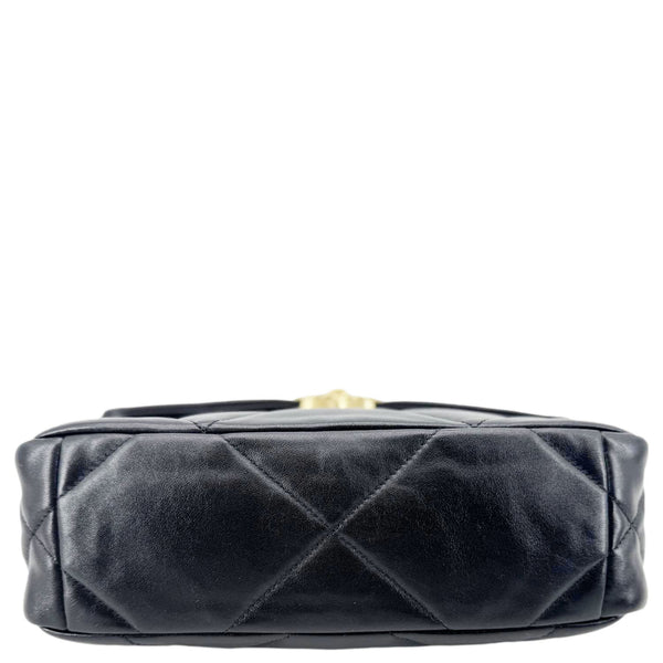CHANEL 19 Flap Shiny Lambskin Leather Shoulder Bag Black