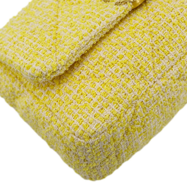 CHANEL 19 Flap Small Quilted Tweed Shoulder Bag Yellow