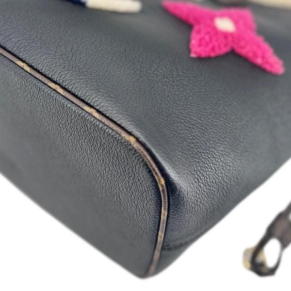 LOUIS VUITTON Neverfull MM Monogram Teddy Shearling Shoulder Bag Black