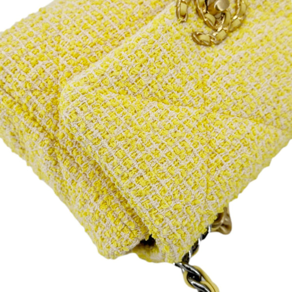 CHANEL 19 Flap Small Quilted Tweed Shoulder Bag Yellow