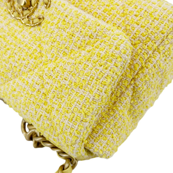 CHANEL 19 Flap Small Quilted Tweed Shoulder Bag Yellow