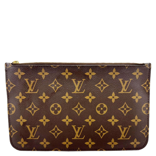 LOUIS VUITTON Neverfull Monogram Canvas Pochette Wristlet Brown