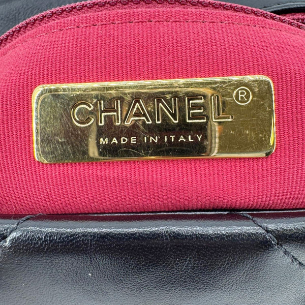 CHANEL 19 Flap Shiny Lambskin Leather Shoulder Bag Black