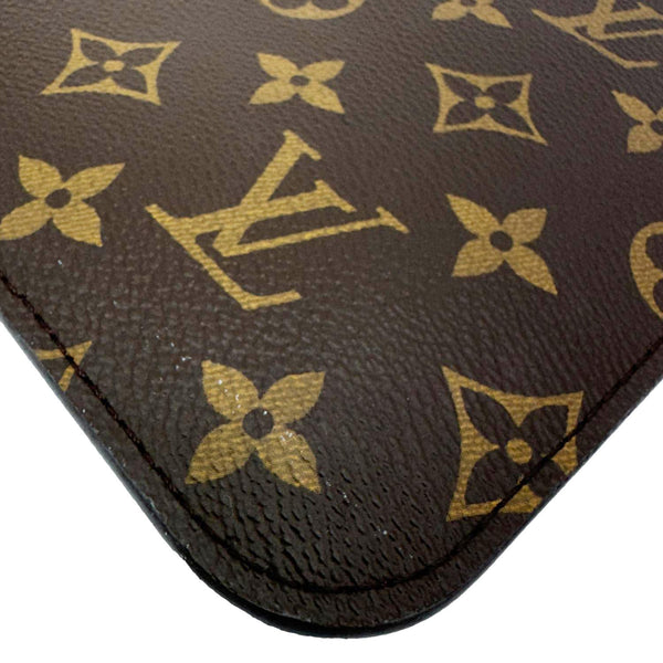 LOUIS VUITTON Neverfull Monogram Canvas Pochette Wristlet Brown
