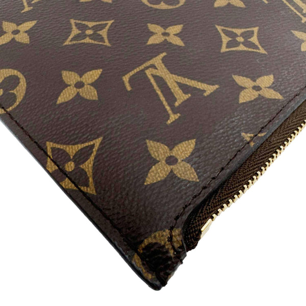 LOUIS VUITTON Neverfull Monogram Canvas Pochette Wristlet Brown