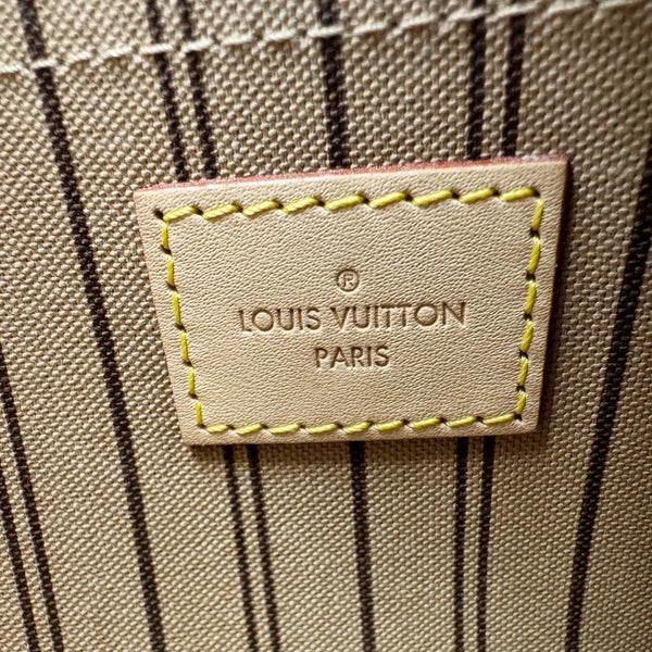 LOUIS VUITTON Neverfull Monogram Canvas Pochette Wristlet Brown