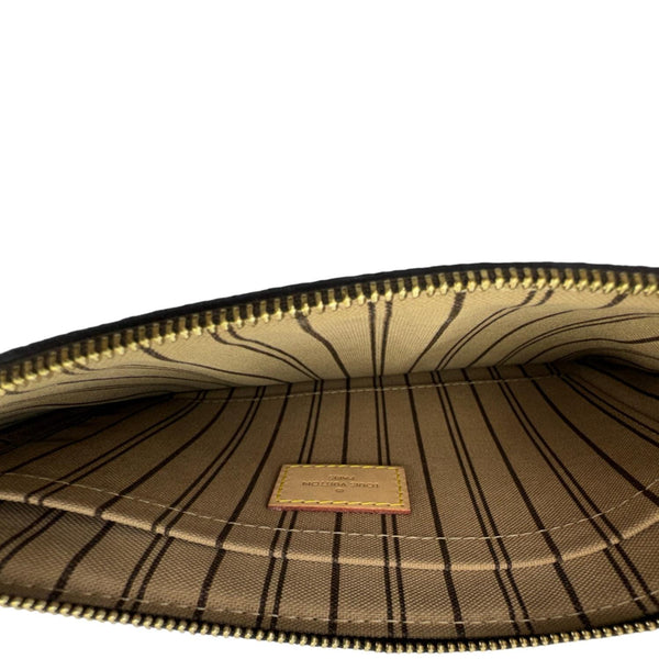 LOUIS VUITTON Neverfull Monogram Canvas Pochette Wristlet Brown